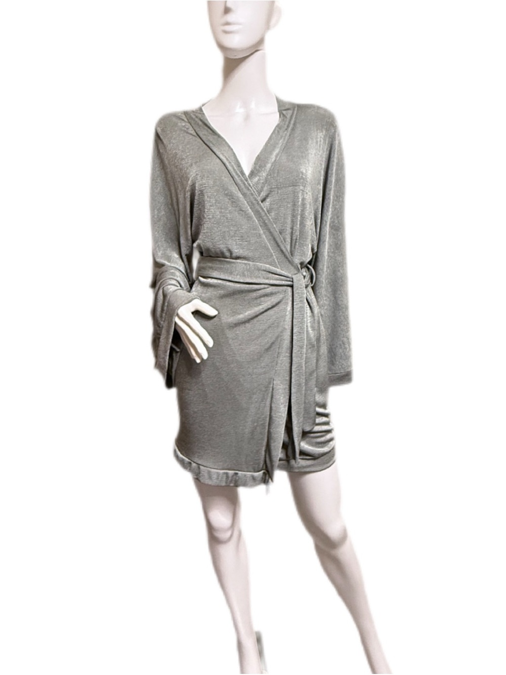 Silver Kimono Mini Dress